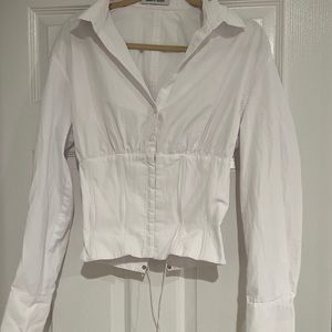 Corset Button Up Blouse in White
GUIZIO